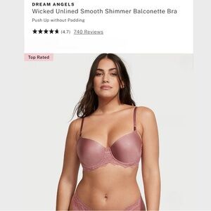 VICTORIA SECRET DREAM ANGELS WICKED SMOOTH SHIMMER BALCONETTE BRA! NEW SZ-36 DD